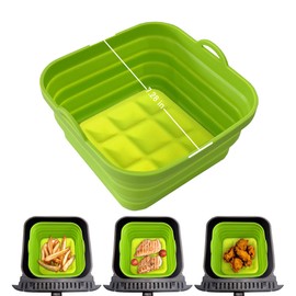 Silicone Air Fryer Liners Reusable Silicone Basket Air Fryer Inserts for 3-5QT Air Fryer Oven Microwave Accessories Green 7.28 Inch