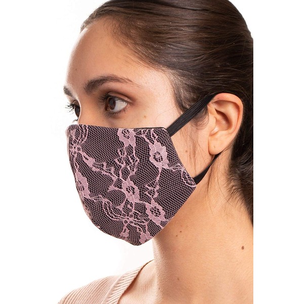 Auliné Collection Made in USA Fabric Washable Reusable Fashion Face Mask, 1PK Lace C