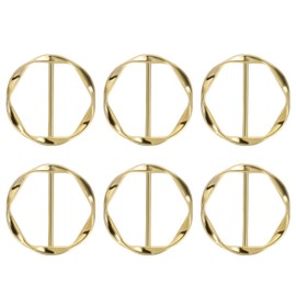 PATIKIL 1.3" Scarf Ring Clip, 6 Pcs Metal Round T-Shirt Clip Fashion Ring Scarves Clasp Buckle Tie Circle Clip for Women Silk Clothing Decoration, Gold Tone