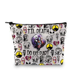 BDPWSS Nightmare Cartoon Movie Inspired Gift Skellington Makeup Bag Til Death Do Us Part Sally & Jack Couple Wedding Gift (death part bag)