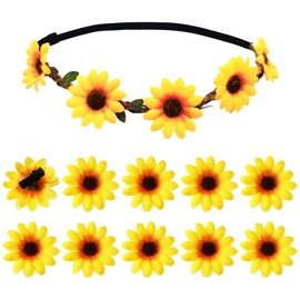 MUNKST Pack of 10 Sunflower Headbands, Sunflower Gift for Women, Sunflower Headband for Photography