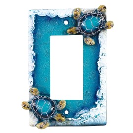 BestGiftEver Nautical Single Rocker Switch (1 Gang) Decorative Light Switch Plate Cover with Sea Turtle and Ocean Waves Design, Coastal Home Décor for Unique Lighting Accents