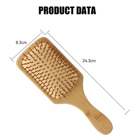 Bamboo Hair Brush for Curls, Square Wood Comb, Anti-frizz, Detangling and Improving Hair Texture, Suitable for Men, Women and Children