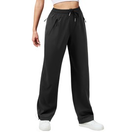 JEKAOYI Womens Athletic Hiking Pants Lightweight Quick Dry Water Resistant Elastic Waist Cargo Pants with Zipper Pockets Black