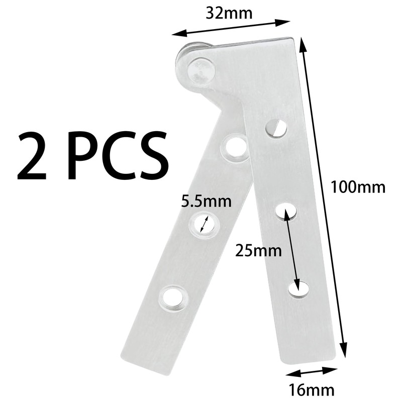 2 PCS Stainless Steel 360 Degree Rotatable Hidden Pivot Hinges