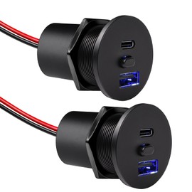 acegoo USB Socket 12V Outlet Campervan CNC Aluminum 48W with Switch& Blue Backlight, PD3.0 & QC3.0 Fast Charging Type A + Type C for Motorhome Caravan Boat Bus Car Golf Truck Van, 2 Pack