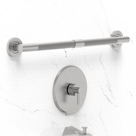AmeriLuck 1-1/4 x 24 inches Designer Bath Safety Grab Bar with Anti-Slip Peened Grip, ADA Compliant 500lbs Loading Capacity, Collection Glacier, Stainless Steel Brushed Nickel
