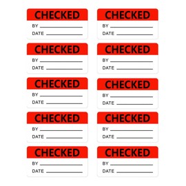 1×2 Inch Checked by Rectangle Labels Quality Control Inventory Labels 500 Pcs Per Roll Red Adhesive Stickers for Handling Shipping Warehouse Inventory Control
