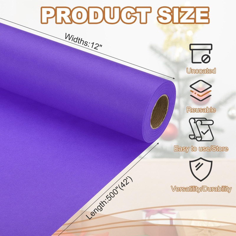 PATIKIL Wrapping Paper, 12" x 500" (42') 70GSM Craft Paper