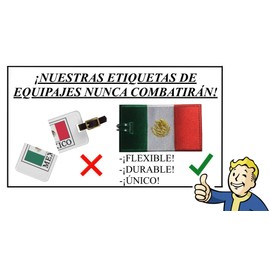 Etiquetas de equipaje, bandera de México, bordado, paquete de 2, ¡NUNCA ROMPE!