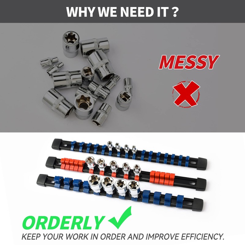 Reniteco Socket Organizer Drive ABS Tools-Socket Holder, Premium Quality 9