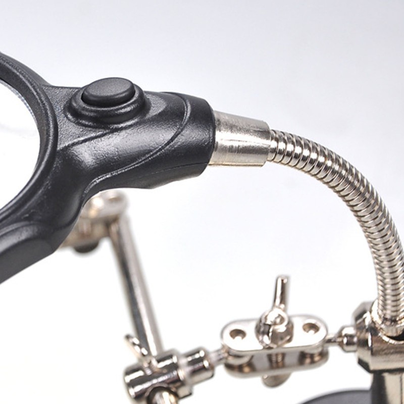 Magnifying Glass Soldering Station LED Lamp Magnifier with Auxiliary Clips