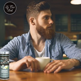 Man Tea, Serene Herbal Tea by La Tea Dah, Gourmet Chamomile Tea Bags Flavored with Lemongrass, Lavender, & Spearmint, Caffeine Free, Unique Anniversary, Get Well Soon, or Birthday Gifts for Him