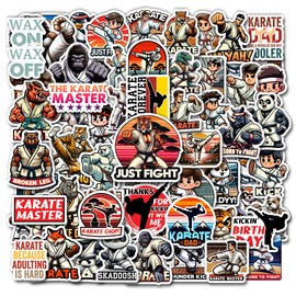 BIGZORO Pack 50 PCS Karate Stickers Print Outdoors Theme Waterproof Vinyl Decals Items for Kids Teens Adults Men Women Labels Decor Car Scrapbooks Water Bottles Bumper Helmet Laptop