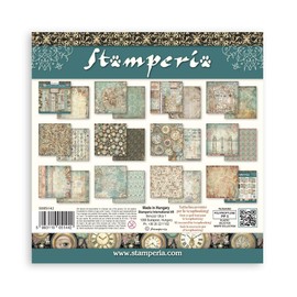 Stamperia - Scrapbook Paper Pad for Scrapbooks, Albums, Cards, Bullet Journals and More, Acid Free, Double-Sided, Perfect for Crafts and Gifting (Gardens of Time Background Selection) (20.3 x 20.3cm)