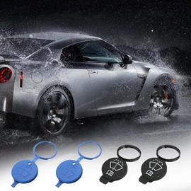 Pack of 4 Washer Fluid Reservoir Tank Cap Windshield Washer Reservoir Cap for Windscreen Washer Container, Black and Blue