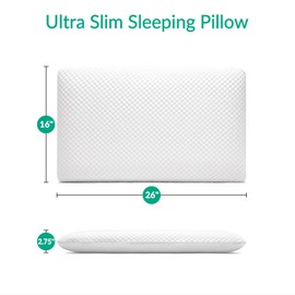 AM AEROMAX 2.75 Inches Queen Size Hyper Slim Memory Foam Pillow for Stomach and Back Sleepers - Thin, Flat Design for Cervical Neck Alignment and Deeper Sleep.