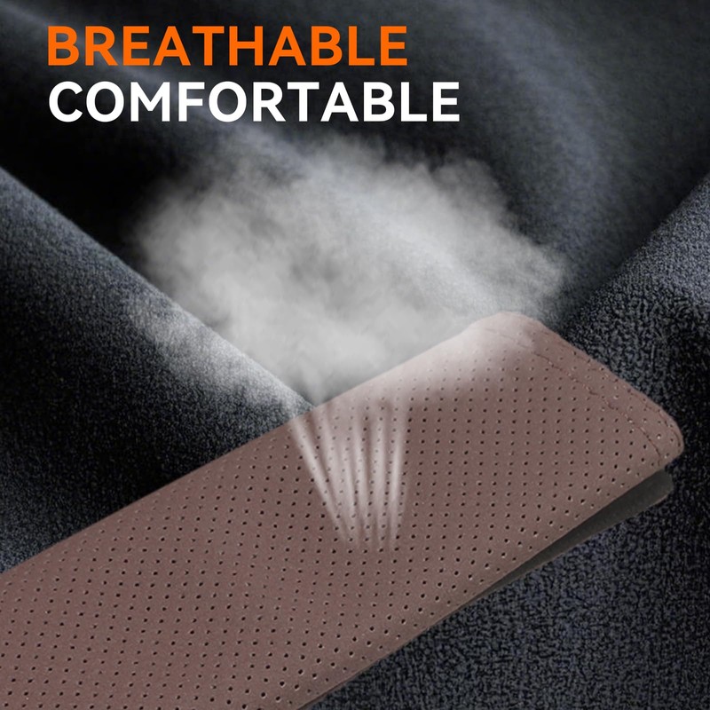 GAMPRO Perforated Breathable Car Seat Belt Pads, Microfiber Synthetic Leather