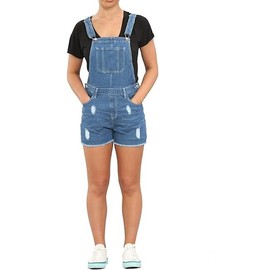 SubMeHa Girls Kids Denim Dungaree Short Length Pinafore Ribbed Jumpsuit Play Suit UK Size 8Yrs to 14Years (UK, Age, 10 Years, 11 Years, Regular, Mid Blue)