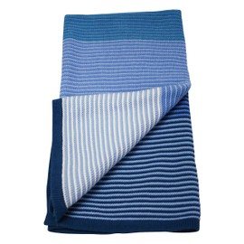 100% Cotton Blanket Blue/Beige/Petrol Cuddly Cotton Blanket, First Blanket, Knitted Blanket, 100% Natural Fibre, Breathable Cotton Blanket