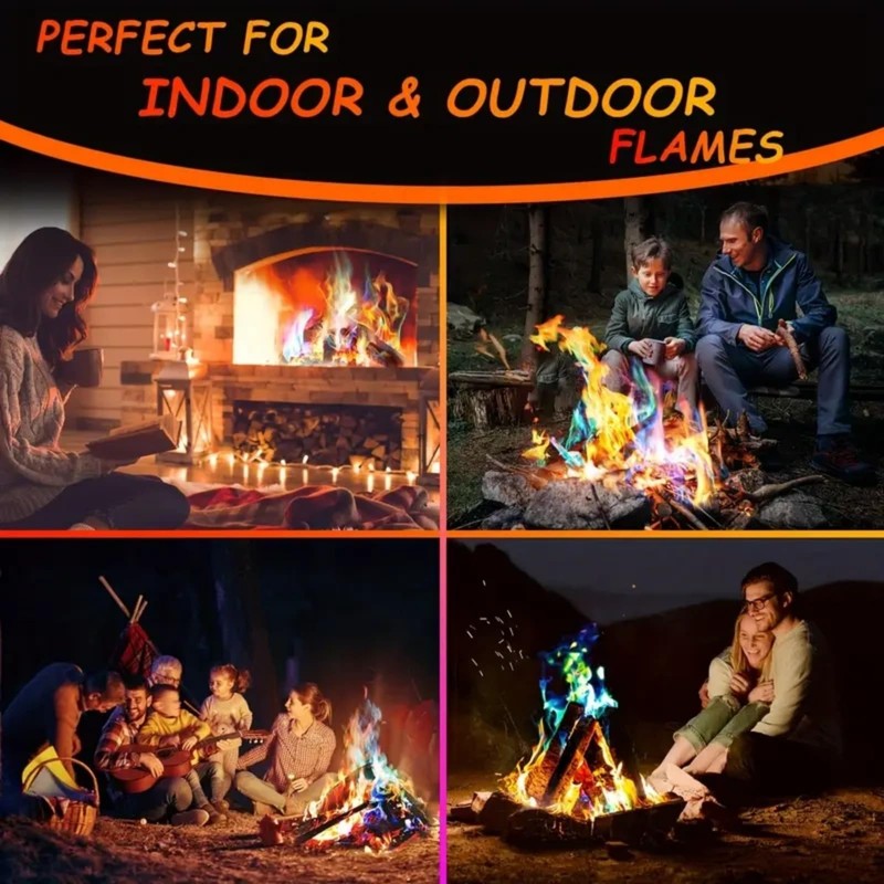 5PCS Fire Colour Changing Powder,Magical Flames,Magic Campfire Flam,Long-Lasting Fire Colour