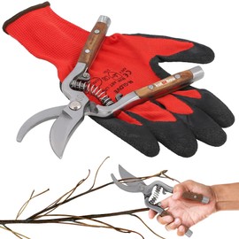 KOTARBAU® Garden Shears, Hedge Shears, Rose Shears, Loppers for the Garden for Cutting and Trimming Branches, Steel Hedge Shears with Wooden Handle, 22 cm