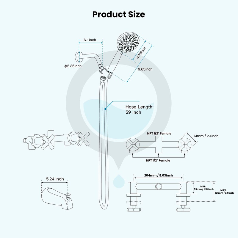 gotonovo 2 Handles Tub Shower Faucet Set,Bathtub Faucet Set with