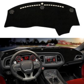 XYHGM Custom Dash Cover Fit for Dodge Challenger 2015-2023 Non-Slip Interior Decoration Sunshade Glare UV Rays Protector Dashboard Mat Carpet Accessories (Black Edge)