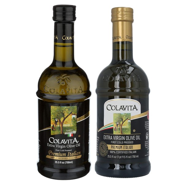 Colavita Premium Italian Extra Virgin Olive Oil, 25.5 oz (Pack of 2), Glass Bottles