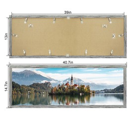 Hongkee 13x39 Puzzle Frame 2 Packs, Real Glass and Rustic Grey Wood Frame, Display Panoramic 13 x 39 Picture Frames - Horizontal or Vertical Wall Mounting