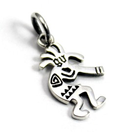 Native American Kokopelli Silver 925 Pendant Top Charm Goodvibrations Good Vibration, Sterling Silver, No Stone