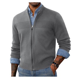 PJ PAUL JONES Mens Cardigan Grey Full-Zip Cardigan Sweaters Fashion Fall Winter Sweater Clothing M