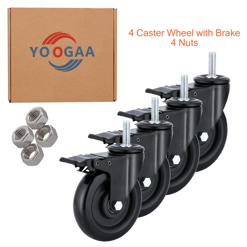 Stem Caster Wheels 5 inch Casters with Safety Dual Locking