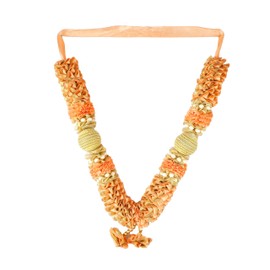 Artificial Mala Flower Ribbon Garland Haar Large Mala for Idol-Mala for God Pooja Sringar Articles Ornament for Multipurpose Indian Traditional Cultural Festival Ganesha Decoration(Size:-20")(Orange)
