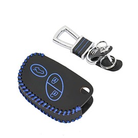 Tucool Racing Car Key Case for Maserati Quattroporte Grancabrio 2012 2015 Maserati Granturismo 2013 Shell Key Cover Holder, Black With Blue Stitch, tight