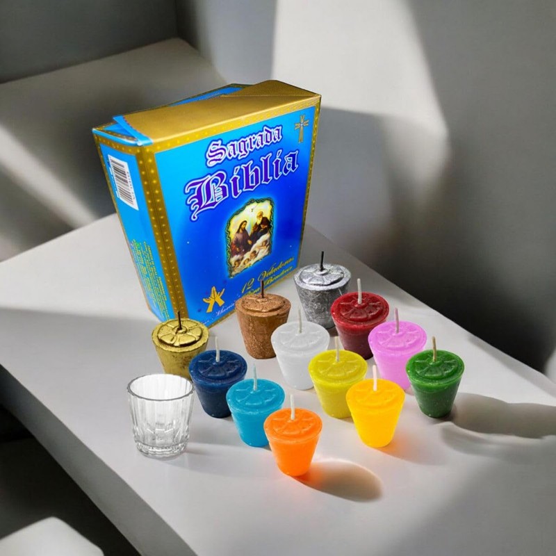 Docenera Biblia Azul | Velas Votivas de 12 piezas aromáticas