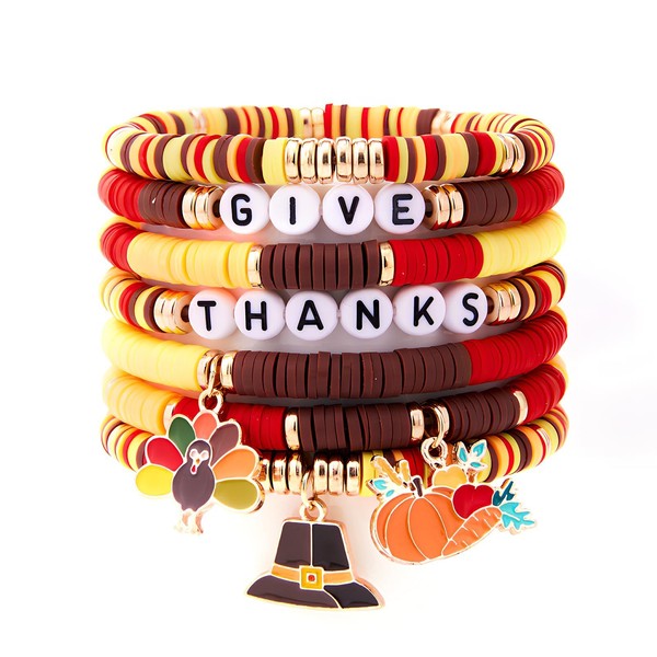 Boho Beaded Bracelets for Women 7pcs – Stackable Stretch Preppy