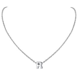 Initial Necklaces Womens Chains Sterling Silver Jewelry Simple Initial Letter R Necklace