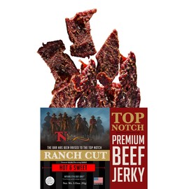 Top Notch Ranch Cut Jerky - 3.25 oz Bag of Beef Jerky - High Protein Snacks for Kids and Adults - Flavorful Strips of Premium Beef Jerky (Hot and Sweet)