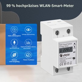 eMylo Smart WiFi Energy Meter, Single-Phase DIN Rails LCD Digital Counter, Power Consumption Monitor Meter, 60A 90-250V, Support Alexa Google Assistant App Remote Control for Home, Apartment