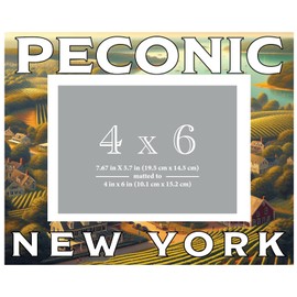 R and R Imports Peconic New York Souvenir Wooden Photo Frame Matted 4 x 6 Inch - Full Color Destination Design Keepsake 2-Pack