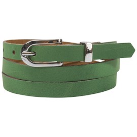 fashionchimp Basic Women's Belt Made of 100% Genuine Leather, Narrow Belt, Width Approx. 1.5 cm, Made in Germany, Green-Althea