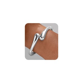 MTINEAPS Sterling Silver Bangle Bracelets for Women Teens Trendy Chunky Adjustable Twist Cuff Bracelet Jewelry Gifts (Silver)