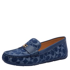 Coach Women's Sculpted C Driver in Signature Denim Loafer, Deep Blue, 8