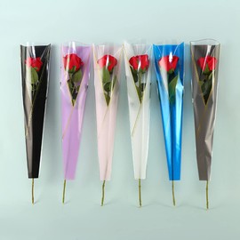 NatureMan 150pcs/6 Colors Single Rose Packaging Bag Bouquet Bag Waterproof Flower Gift Paper for Mother's Day Valentine's Day Florist Bouquet