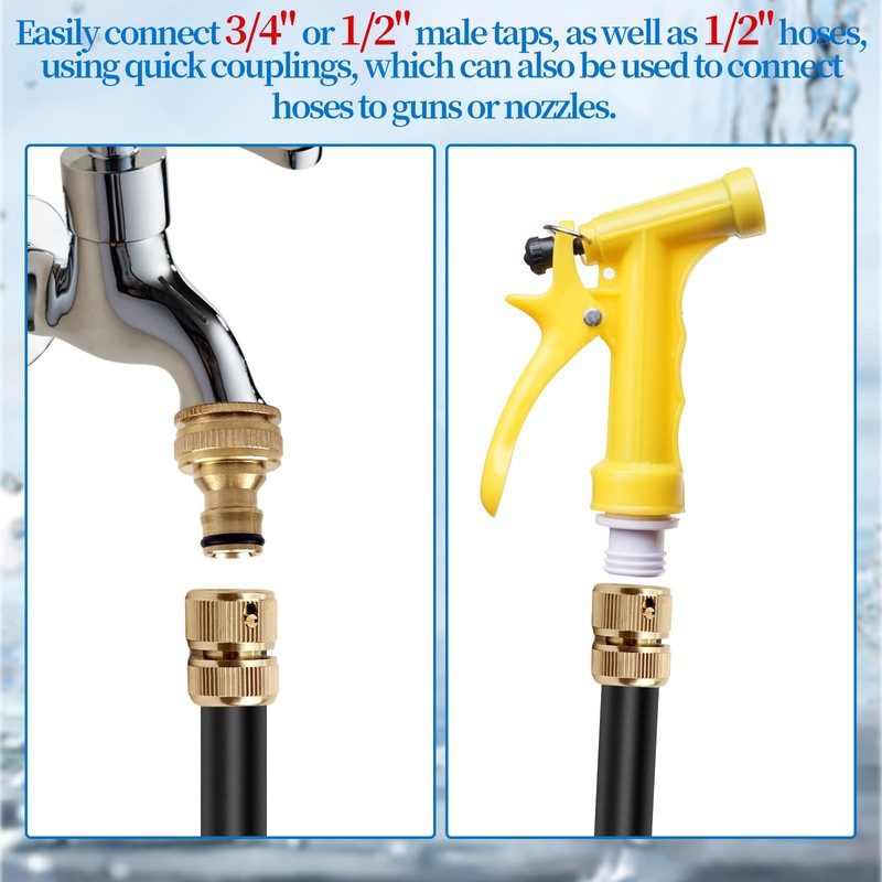 4 Piece Brass Hose Fitting Set, 1/2 Inch Brass Hose