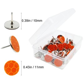 50 pcs Reflective Tacks for Trail Marking, Reflective Trail Markers Reflective Thumb Tacks Glow in The Dark Tacks for Hunting Hiking Camping Outdoor Survival with Clear Box (Crackle Orange)