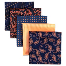 SHLAX&WING 5 Pieces Assorted Mens Silk Pocket Square Handkerchiefs Set 34