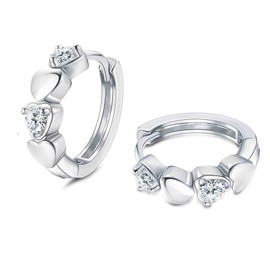 Sllaiss 925 Sterling Silver Small Hoop Earring for Women Heart CZ Butterfly Sleeper Huggie Earring Cute Round Tiny Hoop Earring Hypoallergenic Cartilage Cuff Hoop Earrings for Sensitive Ears