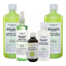 Florigan Shampoo Bergamota 1lt Kit 2+ Tónico Capilar + Aceite+ Regalo